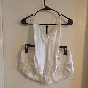 Elegant White Lace Trim Sleepwear Set